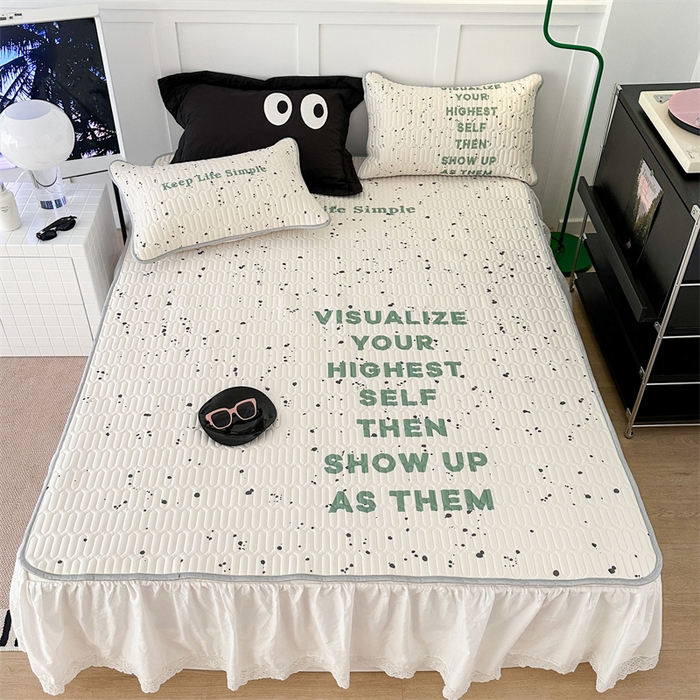 91家纺网 家纺一手货源 找家纺 昔可家纺 2023新款ins简约风乳胶凉席 泼墨字母