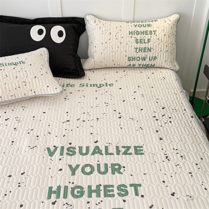 91家纺网 家纺一手货源 找家纺 昔可家纺 2023新款ins简约风乳胶凉席 泼墨字母