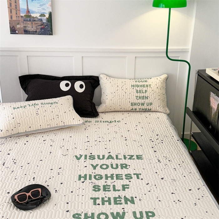 91家纺网 家纺一手货源 找家纺 昔可家纺 2023新款ins简约风乳胶凉席 泼墨字母