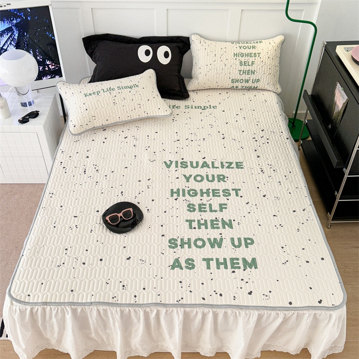 91家纺网 家纺一手货源 找家纺 昔可家纺 2023新款ins简约风乳胶凉席 泼墨字母