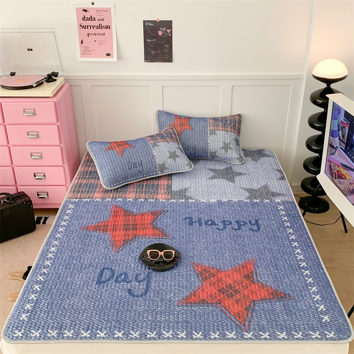 91家纺网 家纺一手货源 找家纺 昔可家纺 2023新款ins简约风乳胶凉席 牛仔星星