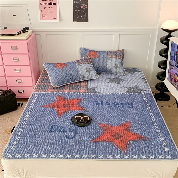 91家纺网 家纺一手货源 找家纺 昔可家纺 2023新款ins简约风乳胶凉席 牛仔星星