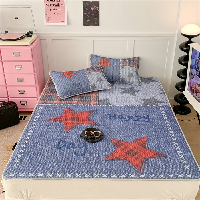 91家纺网 家纺一手货源 找家纺 昔可家纺 2023新款ins简约风乳胶凉席 牛仔星星