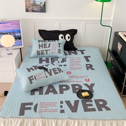 昔可家纺 2023新款ins简约风乳胶凉席 蓝色字母