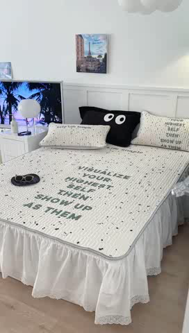 91家纺网 家纺一手货源 找家纺 昔可家纺 2023新款ins简约风乳胶凉席 泼墨字母