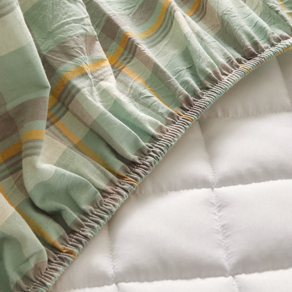 91家纺网 家纺一手货源 找家纺 （总）喜居 2023新款A类色织全棉水洗棉色织夹棉大豆床笠纯棉床笠直播