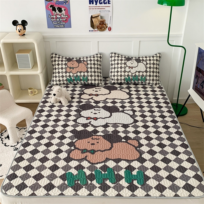 91家纺网 家纺一手货源 找家纺 昔可家纺 2023新款大版卡通乳胶凉席第二批 三只狗狗