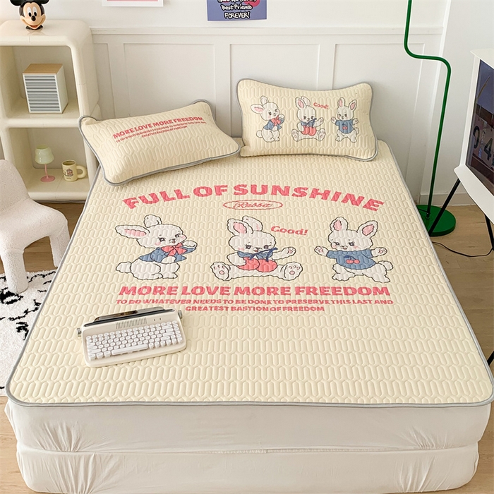 91家纺网 家纺一手货源 找家纺 昔可家纺 2023新款大版卡通乳胶凉席第二批 三只小兔