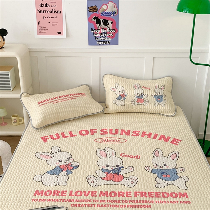 91家纺网 家纺一手货源 找家纺 昔可家纺 2023新款大版卡通乳胶凉席第二批 三只小兔