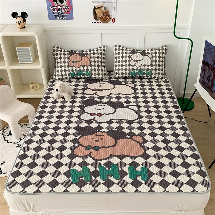 91家纺网 家纺一手货源 找家纺 昔可家纺 2023新款大版卡通乳胶凉席第二批 三只狗狗