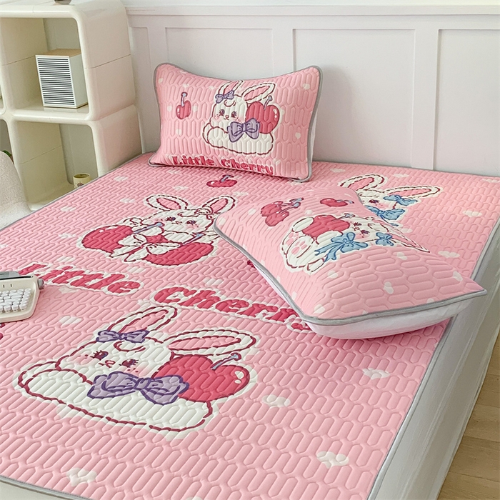 91家纺网 家纺一手货源 找家纺 昔可家纺 2023新款大版卡通乳胶凉席第二批 飞天樱桃兔