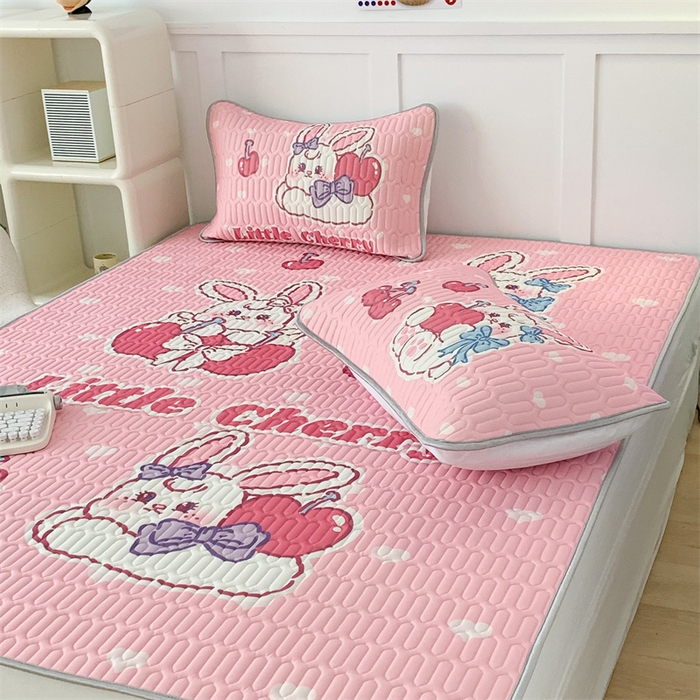 91家纺网 家纺一手货源 找家纺 昔可家纺 2023新款大版卡通乳胶凉席第二批 飞天樱桃兔