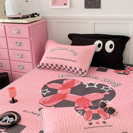 昔可家纺 2023新款甜酷黑粉系列乳胶凉席 气球狗狗