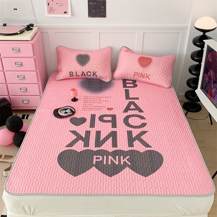 昔可家纺 2023新款甜酷黑粉系列乳胶凉席 千禧甜酷字母
