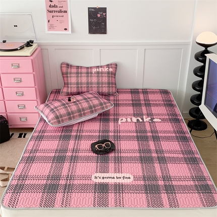 昔可家纺 2023新款甜酷黑粉系列乳胶凉席 甜酷黑粉学院格