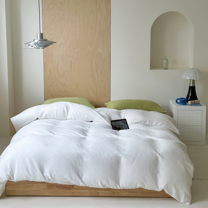 玛奇朵 2023新品ins混搭风双层皱皱纱四件套 奶油森林