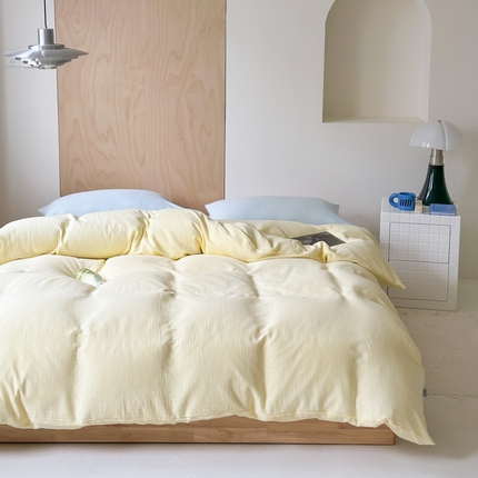 91家纺网 家纺一手货源 找家纺 （总）玛奇朵 2023新品ins混搭风双层皱皱纱四件套