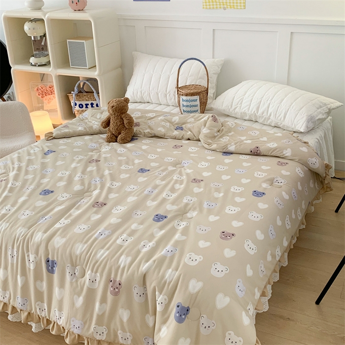 91家纺网 家纺一手货源 找家纺 （总）昔可家纺 2023新款花边款云柔针织大豆夏被