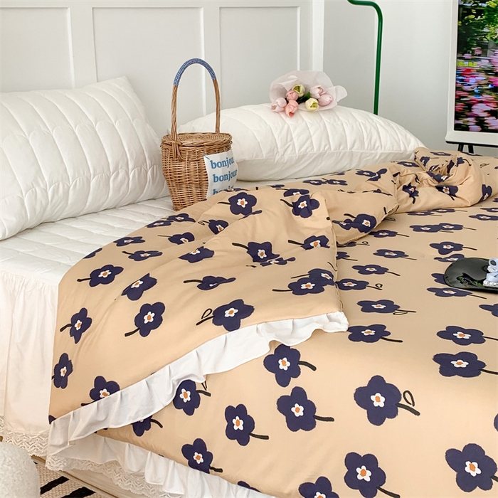 91家纺网 家纺一手货源 找家纺 昔可家纺 2023新款花边款云柔针织大豆夏被 山野莫奈