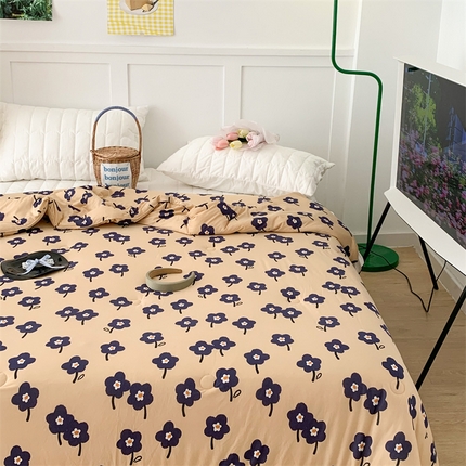 昔可家纺 2023新款花边款云柔针织大豆夏被 山野莫奈