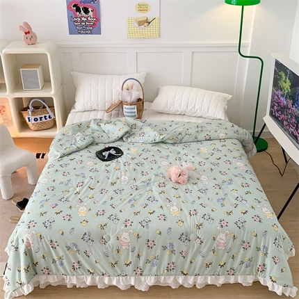 91家纺网 家纺一手货源 找家纺 （总）昔可家纺 2023新款花边款云柔针织大豆夏被