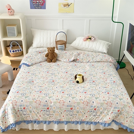 91家纺网 家纺一手货源 找家纺 （总）昔可家纺 2023新款花边款云柔针织大豆夏被