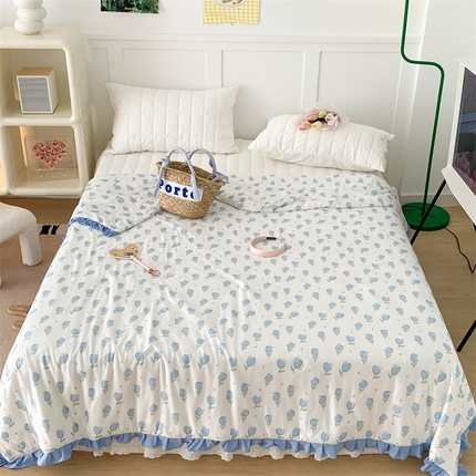 91家纺网 家纺一手货源 找家纺 （总）昔可家纺 2023新款花边款云柔针织大豆夏被