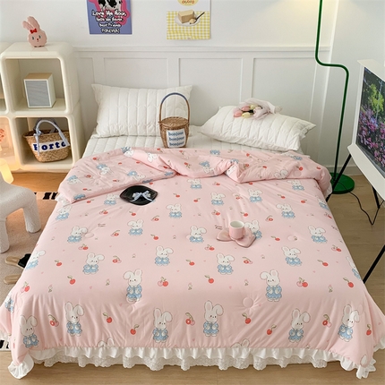 91家纺网 家纺一手货源 找家纺 （总）昔可家纺 2023新款花边款云柔针织大豆夏被