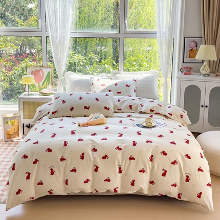 91家纺网 家纺一手货源 找家纺 田野 2023新款13372第三批全棉四件套 小红兔