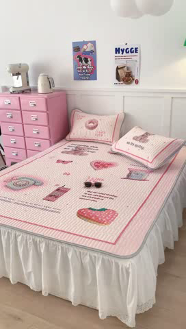 91家纺网 家纺一手货源 找家纺 昔可家纺 2023新款ins创意风乳胶凉席 甜甜复古机