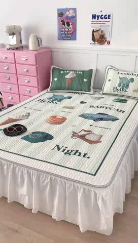 91家纺网 家纺一手货源 找家纺 昔可家纺 2023新款ins创意风乳胶凉席 复古老爷车