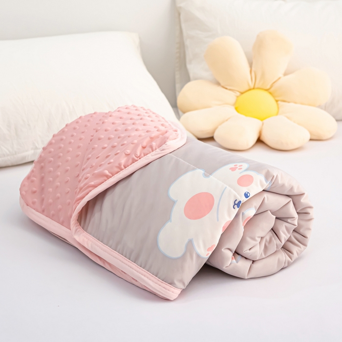 91家纺网 家纺一手货源 找家纺 云家 2023新款豆豆被空调被薄被子夏凉被夏季单人学生宿舍夏被可机洗 凉感丝跳跳兔