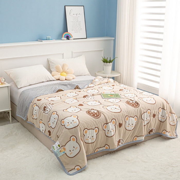 91家纺网 家纺一手货源 找家纺 云家 2023新款豆豆被空调被薄被子夏凉被夏季单人学生宿舍夏被可机洗 凉感丝笑呆熊