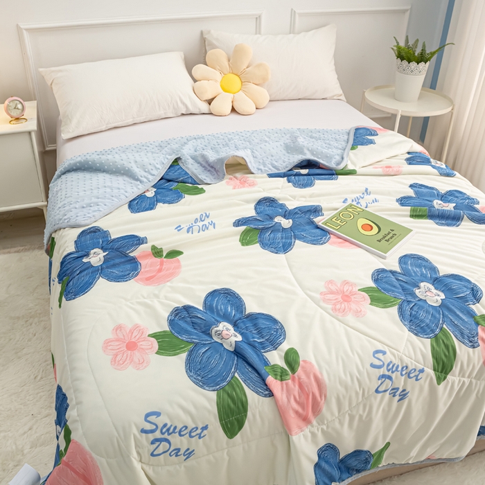 91家纺网 家纺一手货源 找家纺 云家 2023新款豆豆被空调被薄被子夏凉被夏季单人学生宿舍夏被可机洗 凉感丝一路繁花