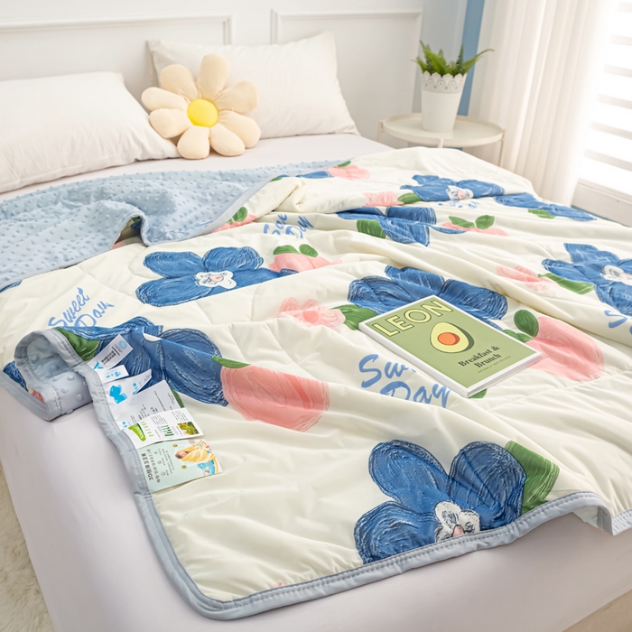 91家纺网 家纺一手货源 找家纺 云家 2023新款豆豆被空调被薄被子夏凉被夏季单人学生宿舍夏被可机洗 凉感丝一路繁花