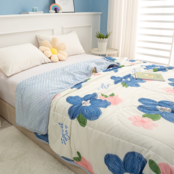 91家纺网 家纺一手货源 找家纺 云家 2023新款豆豆被空调被薄被子夏凉被夏季单人学生宿舍夏被可机洗 凉感丝一路繁花