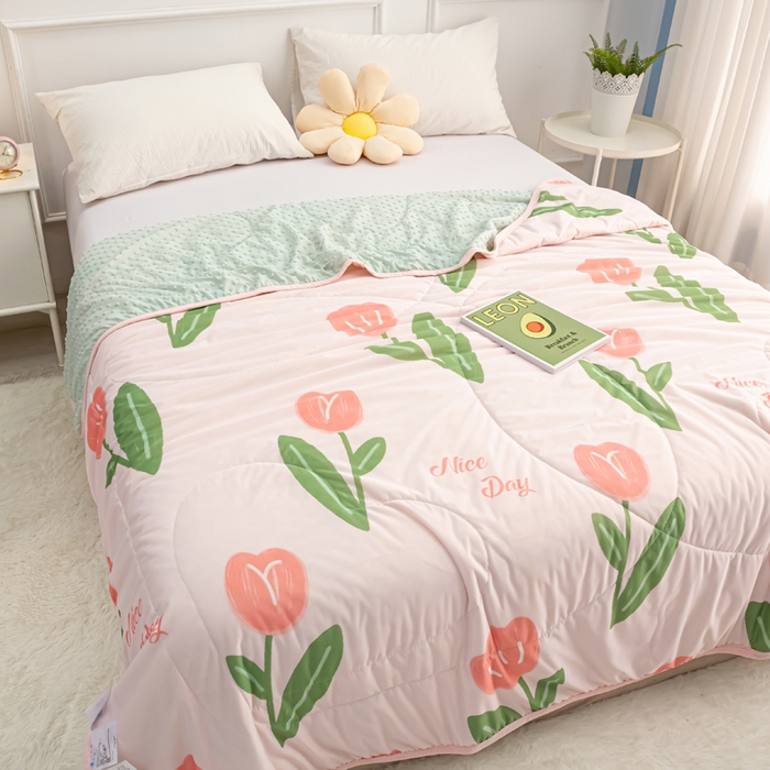 91家纺网 家纺一手货源 找家纺 云家 2023新款豆豆被空调被薄被子夏凉被夏季单人学生宿舍夏被可机洗 凉感丝郁金香