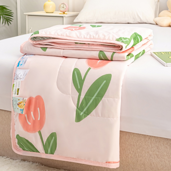 91家纺网 家纺一手货源 找家纺 云家 2023新款豆豆被空调被薄被子夏凉被夏季单人学生宿舍夏被可机洗 凉感丝郁金香