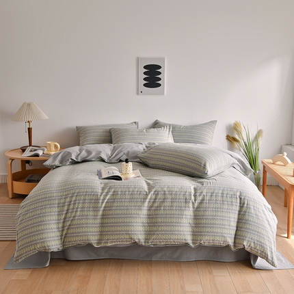 21度C 2023新款提花水洗棉四件套 穗禾-烟灰