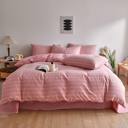 21度C 2023新款提花水洗棉四件套 穗禾-藕粉