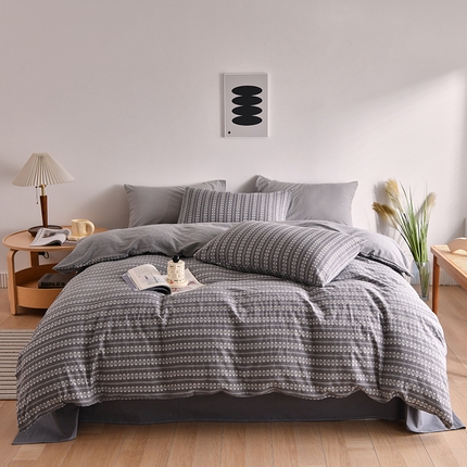 21度C 2023新款提花水洗棉四件套 穗禾-深灰