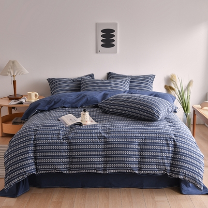 21度C 2023新款提花水洗棉四件套 穗禾-瓦蓝