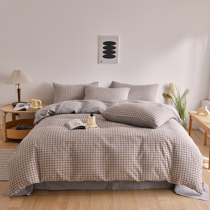 21度C 2023新款提花水洗棉四件套 月染-灰咖