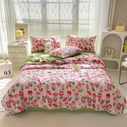 91家纺网 家纺一手货源 找家纺 （总）沐辰家居 2023新款亲肤水洗棉小花边夏被