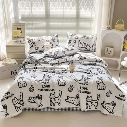 91家纺网 家纺一手货源 找家纺 （总）沐辰家居 2023新款亲肤水洗棉小花边夏被