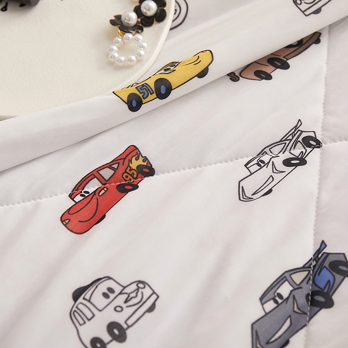 91家纺网 家纺一手货源 找家纺 一米阳光 2023新款凉感丝豆豆款包边夏被 疯狂赛车