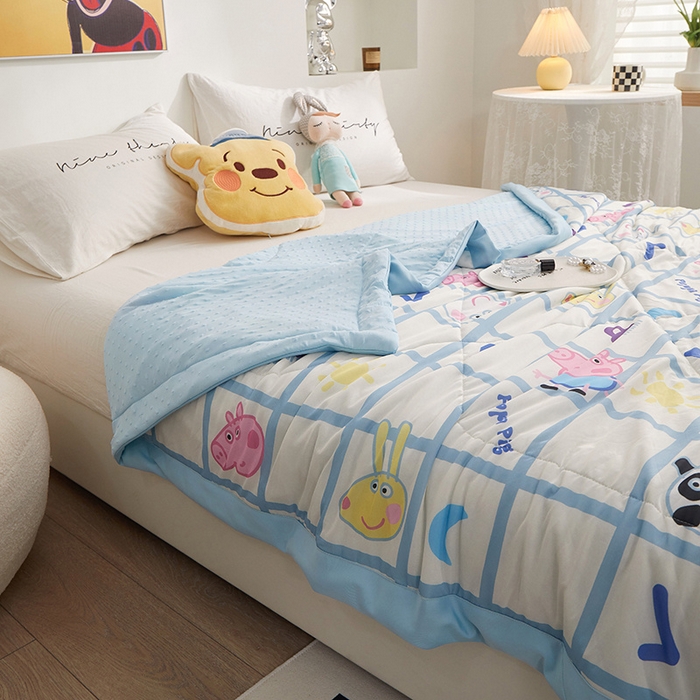 91家纺网 家纺一手货源 找家纺 一米阳光 2023新款凉感丝豆豆款包边夏被 格子乔治