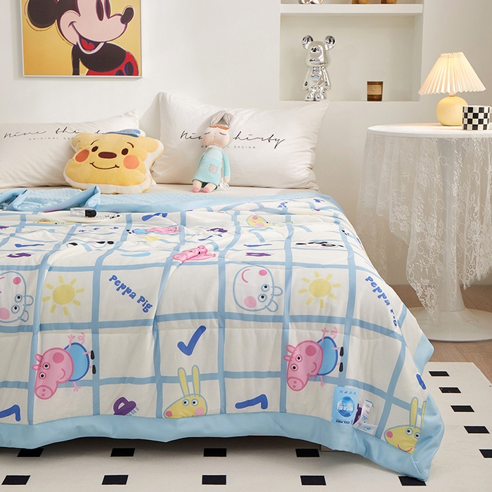 91家纺网 家纺一手货源 找家纺 一米阳光 2023新款凉感丝豆豆款包边夏被 格子乔治