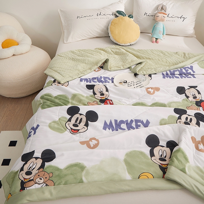 91家纺网 家纺一手货源 找家纺 一米阳光 2023新款凉感丝豆豆款包边夏被 米奇