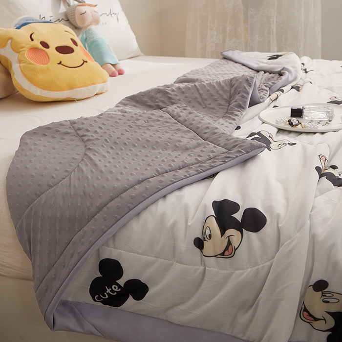 91家纺网 家纺一手货源 找家纺 一米阳光 2023新款凉感丝豆豆款包边夏被 米奇头